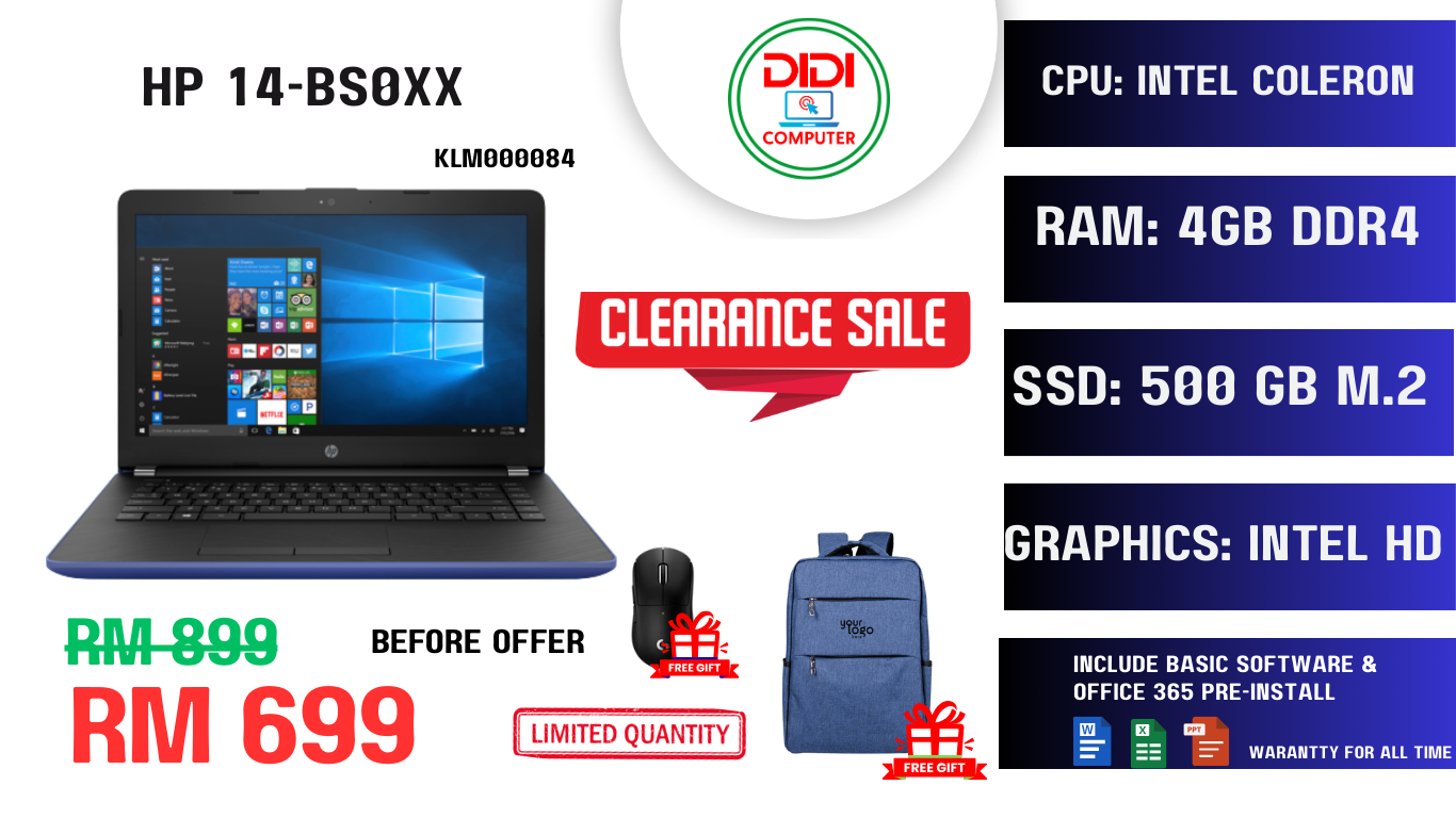 REFURBISHED  HP LAPTOP 14-BS0XX