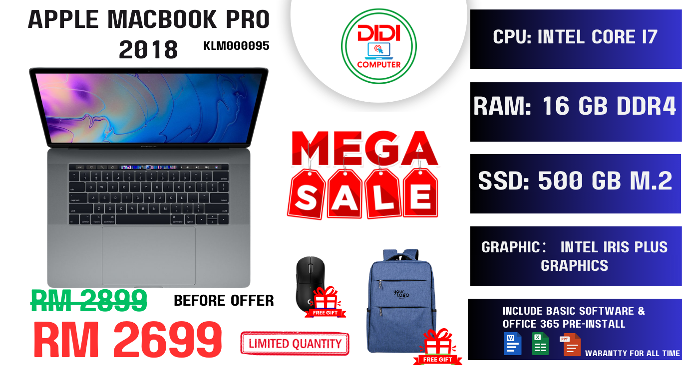 REFURBISHED MACBOOK PR0 A1989