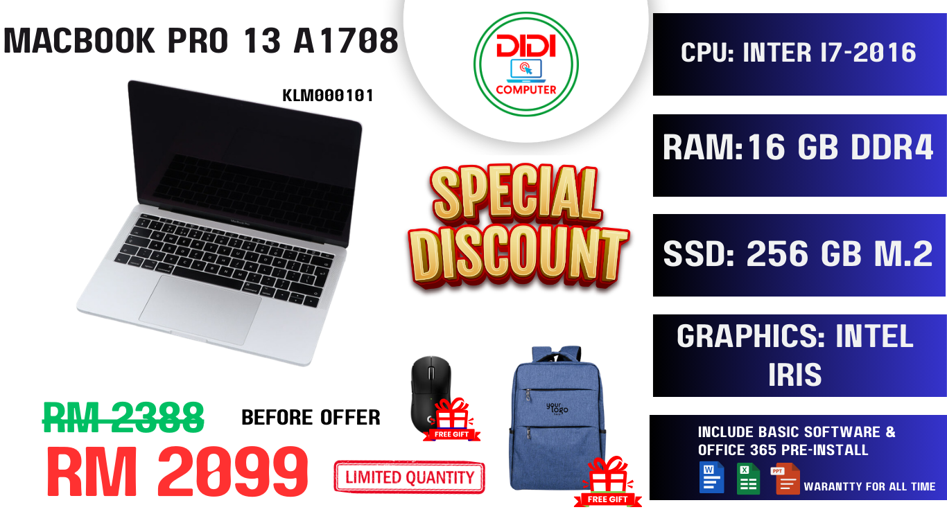 REFURBISHED MACBOOK PRO 13 A1708