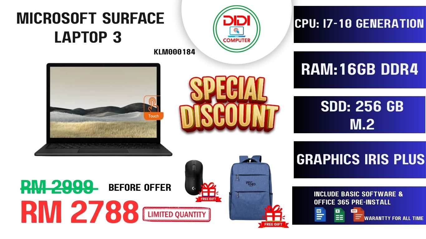 REFURBISHED Microsoft Surface Laptop 3 MODEL 1868 VEF-00037