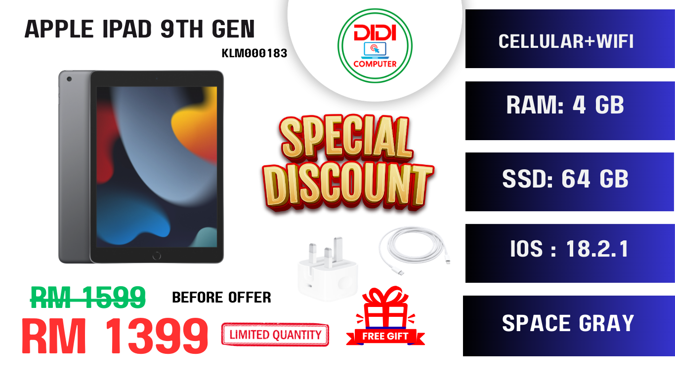 REFURBISHED iPad  9th Gen 2021 A2602 10.2-inch