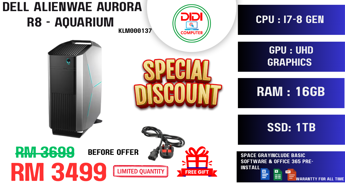 REFURBISHED DELL ALINEWAE AURORA R8-AQUARIUM