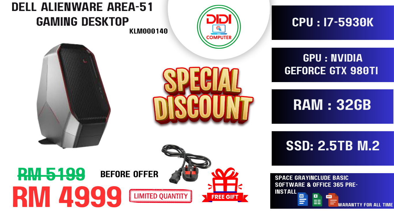 REFURBISHED DELL ALIENWARE AREA-51 GAMING DESKTOP