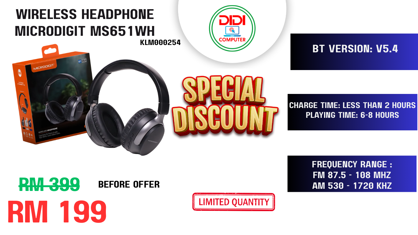 Microdigit MS651WH Wireless Headphone