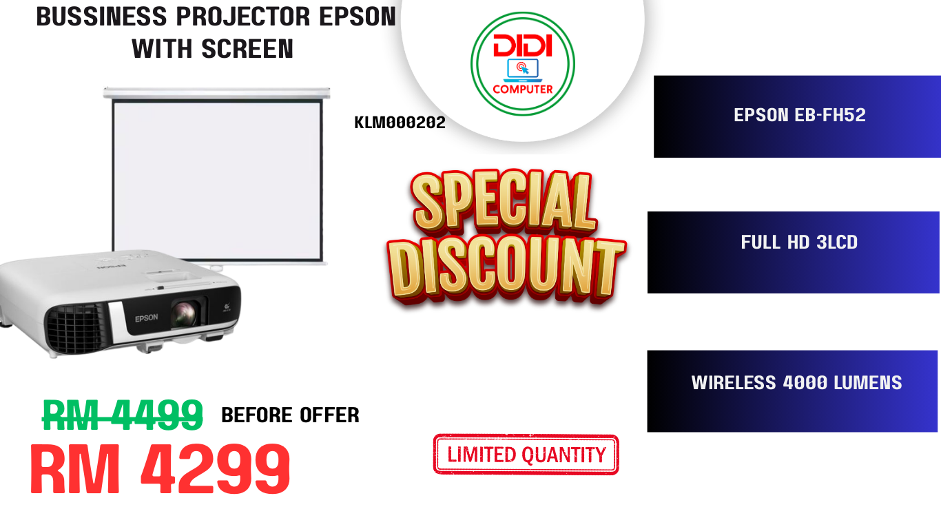 BUSSINESS PROJECTOR EPSON WITH SCREEN