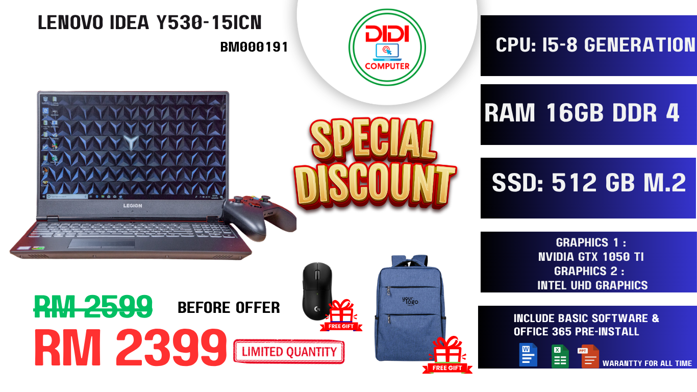 Refurbished LENOVO IDEA Y530-15ICN