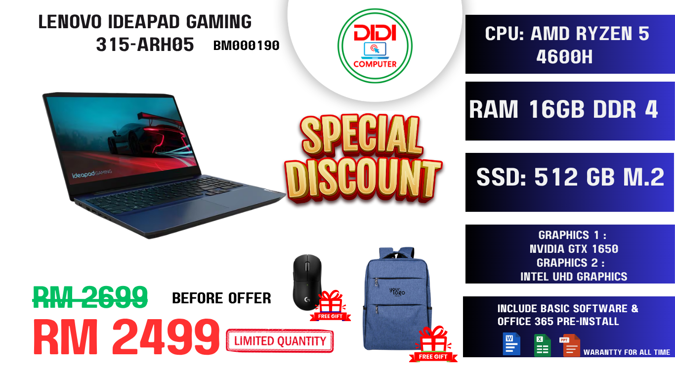 Refurbished LENOVO IDEAPAD GAMING 315-ARH05