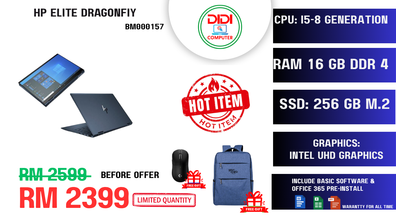 Refurbished HP ELITE DRAGONFIY