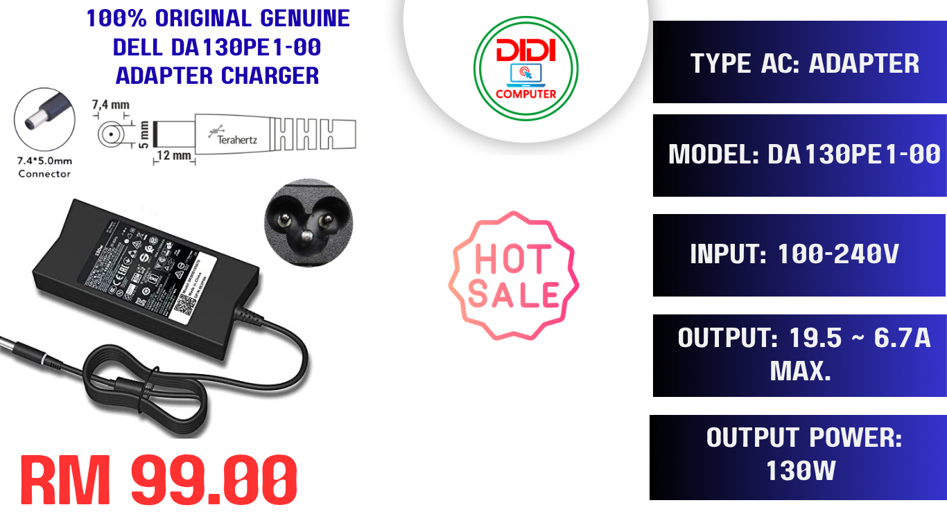 100% original Genuine Dell DA130PE1-00 Adapter Charger