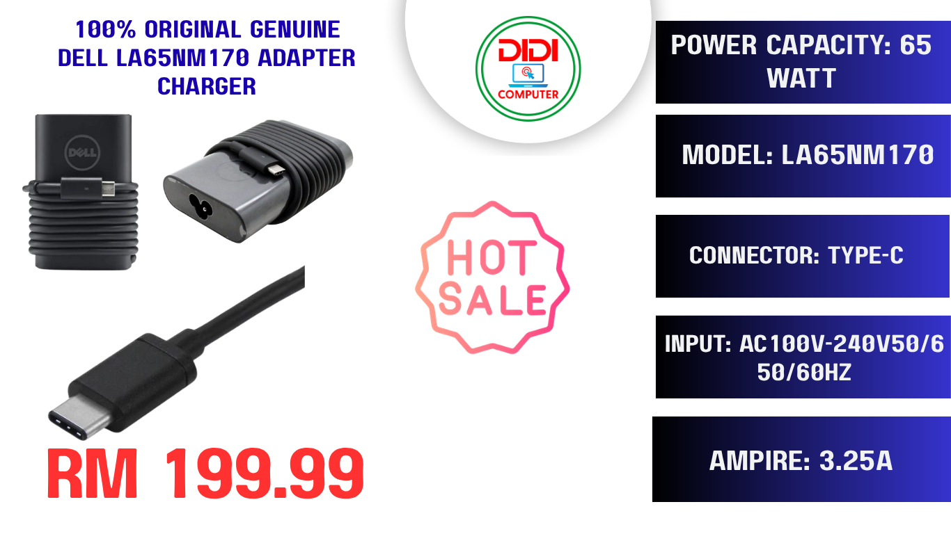 100% original Genuine dell LA65NM170 Adapter Charger