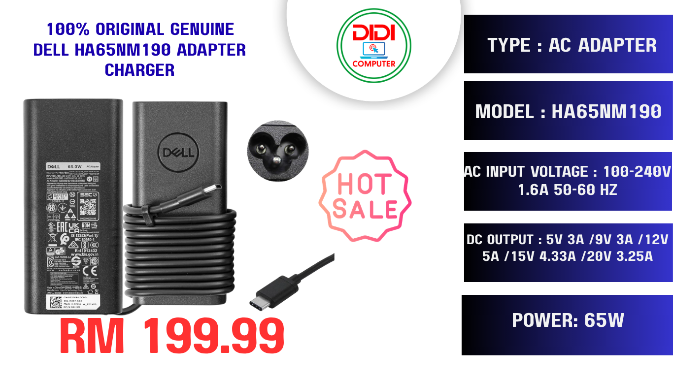 100% original Genuine dell HA65NM190 Adapter Charger