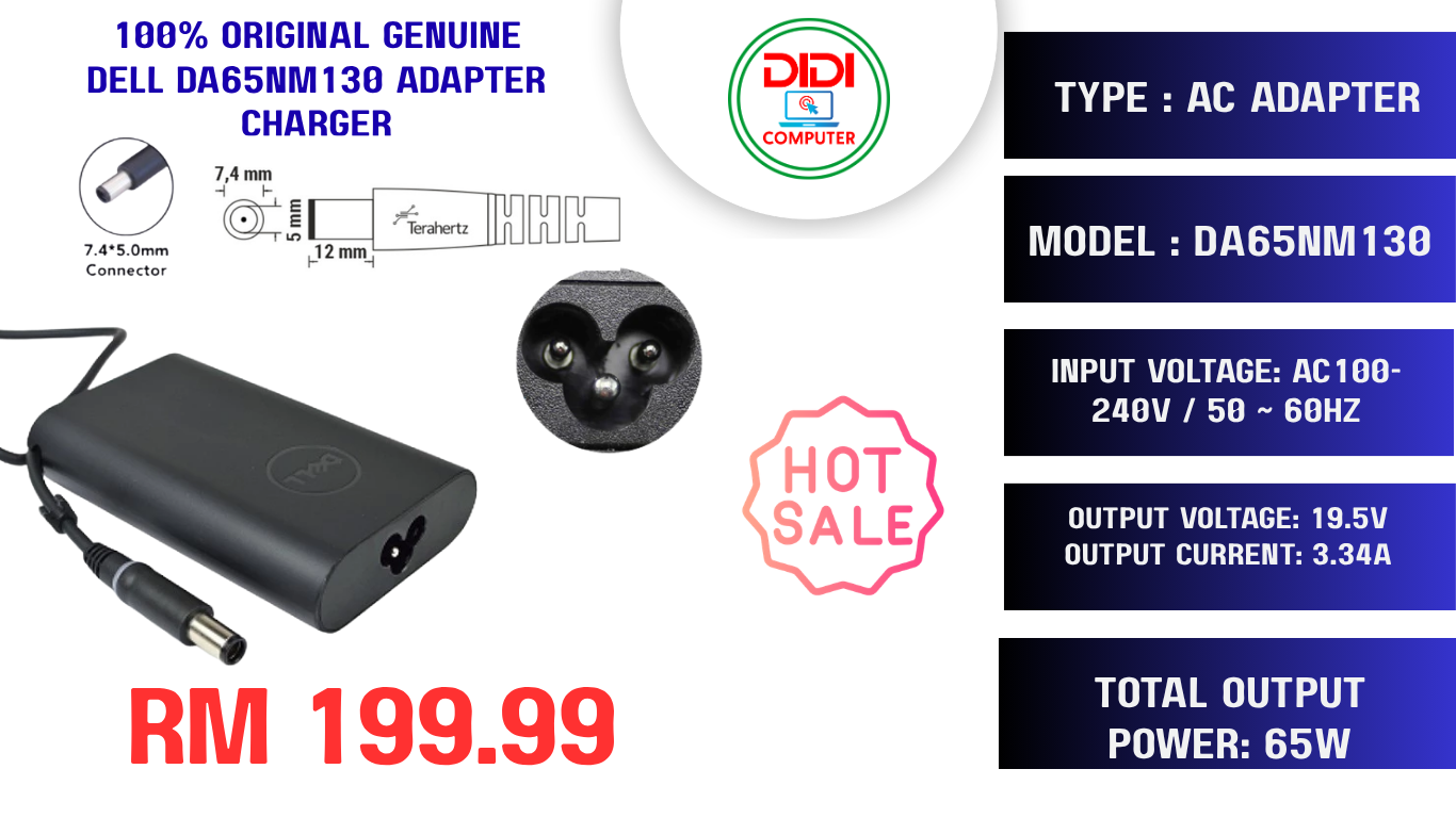 100% original Genuine dell da65nm130 Adapter Charger