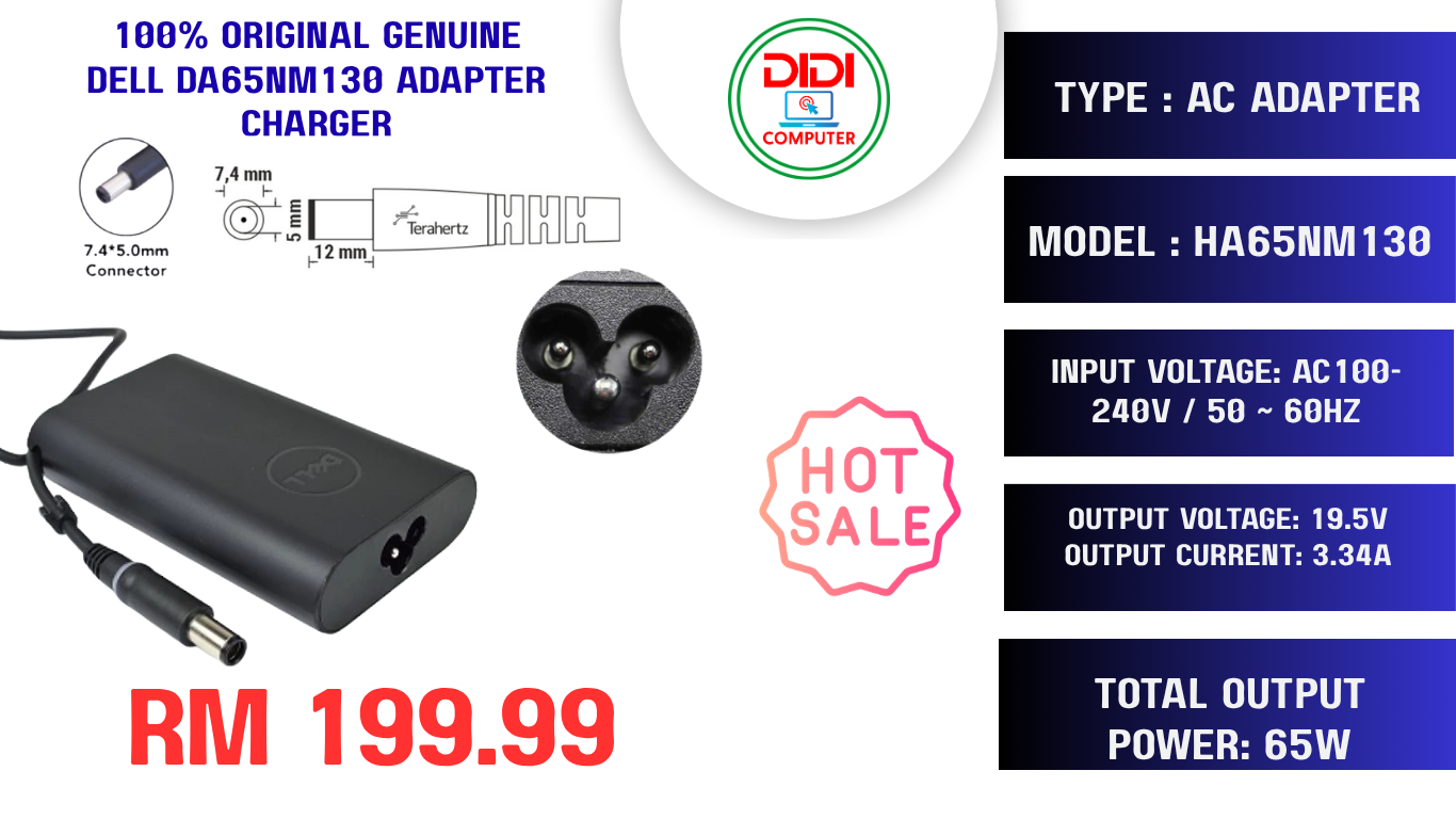 100% original Genuine dell HA65NM130 Adapter Charger