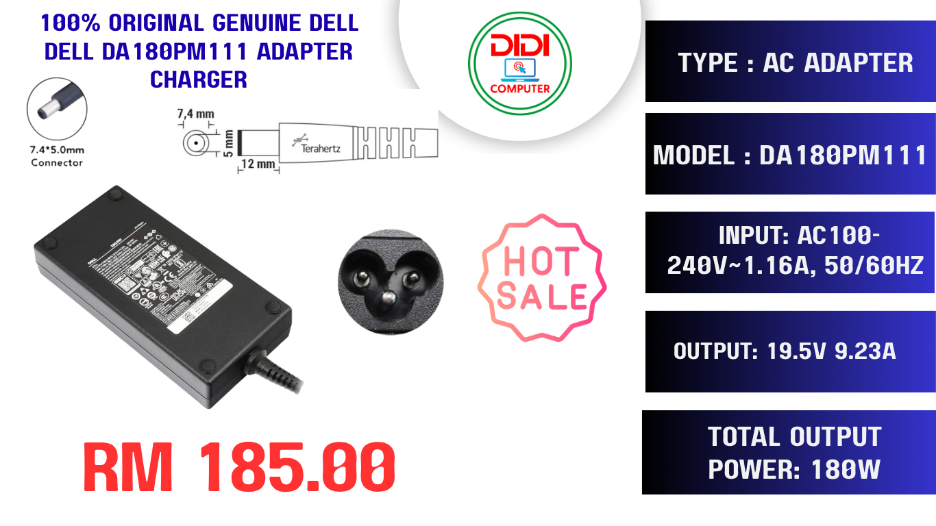 100% original Genuine dell DELL da180pm111 Adapter Charger