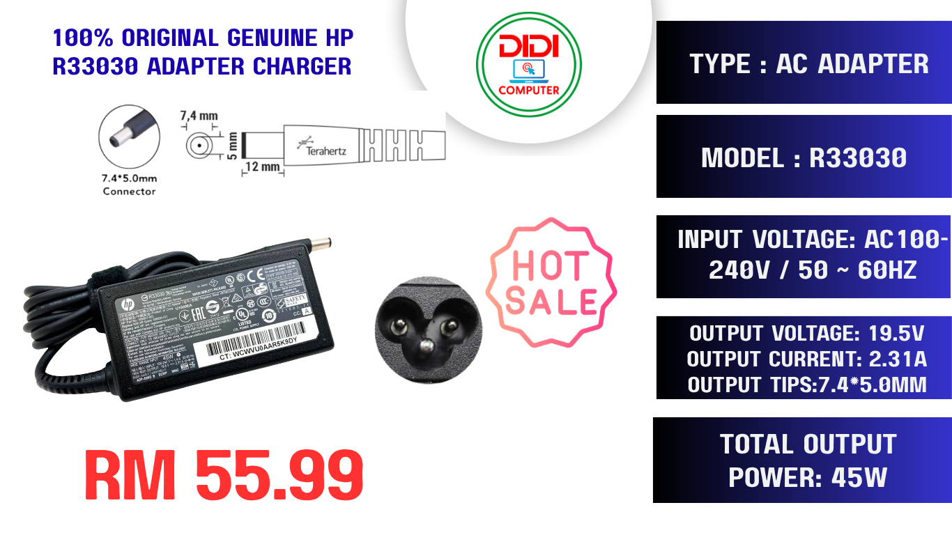 100% original Genuine hp r33030 Adapter Charger