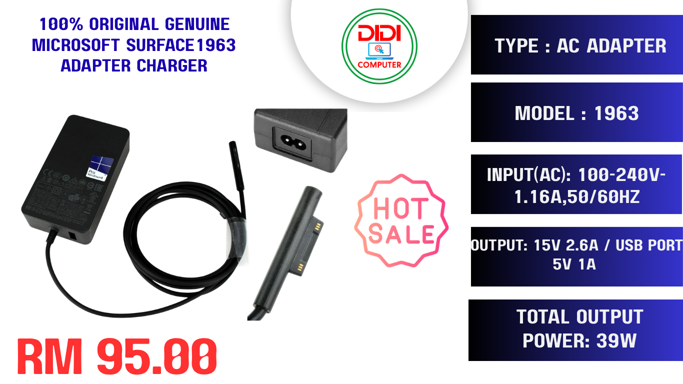 100% original Genuine Microsoft Surface1963 Adapter Charger