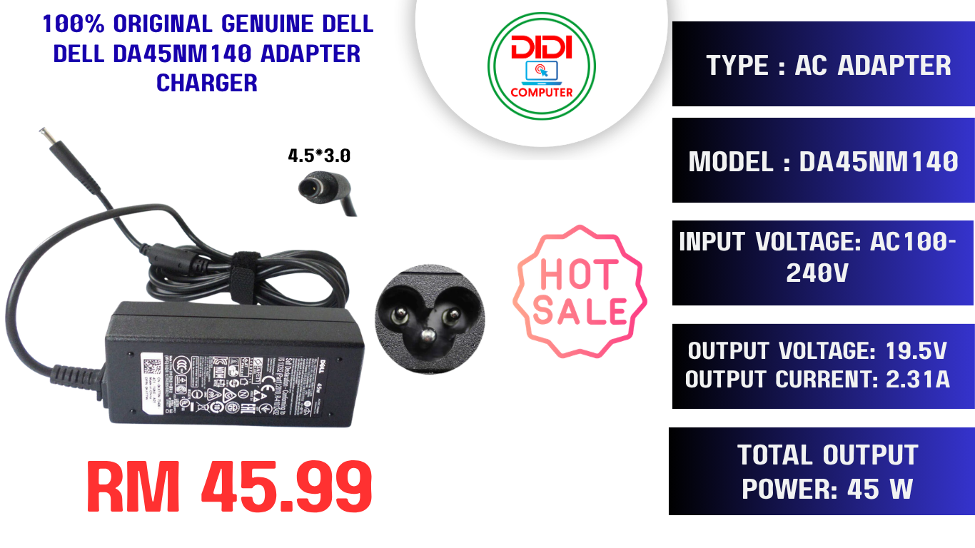 100% original Genuine dell DELL DA45NM140 Adapter Charger