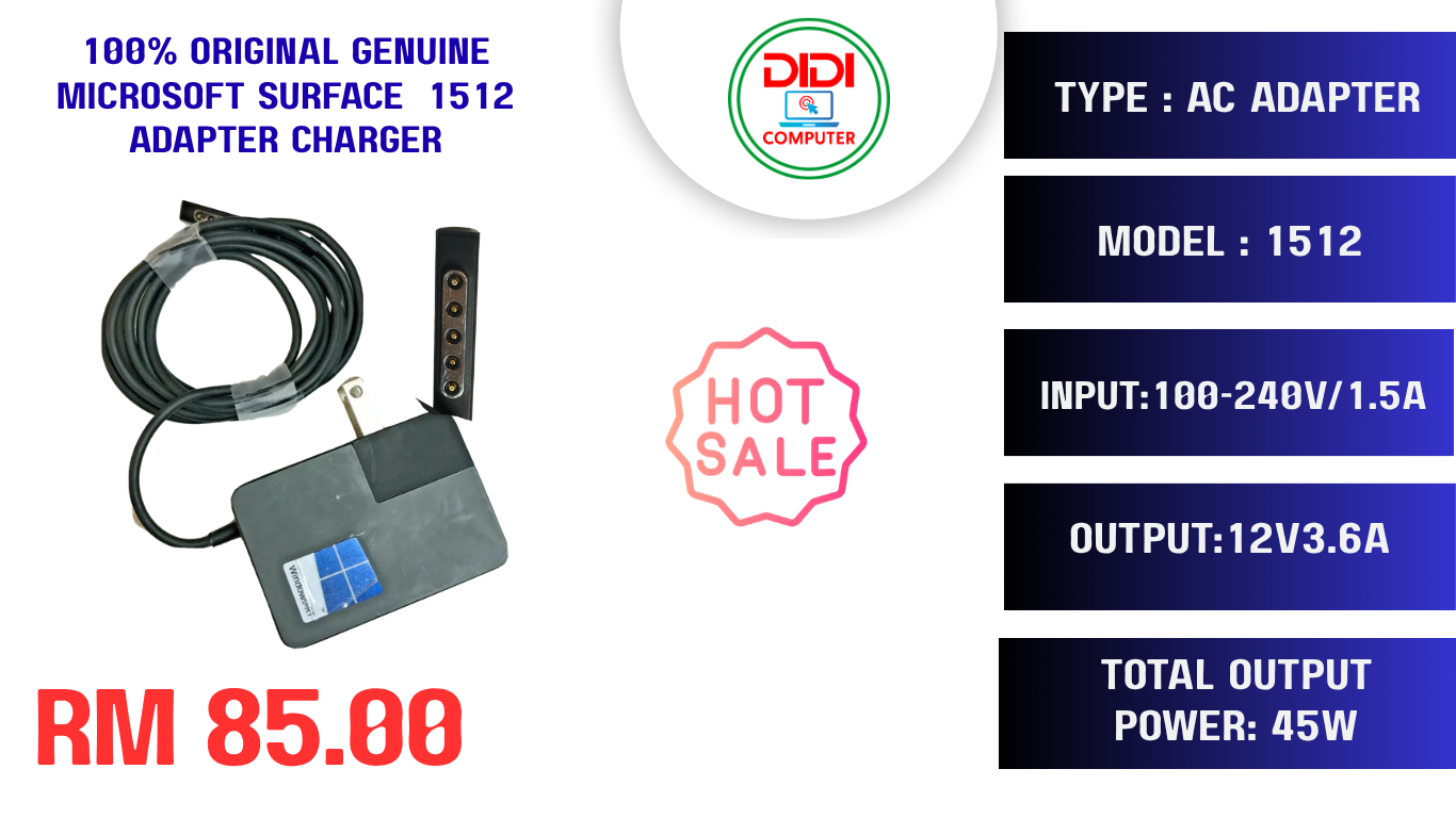 100% original Genuine Microsoft Surface  1512 Adapter Charger