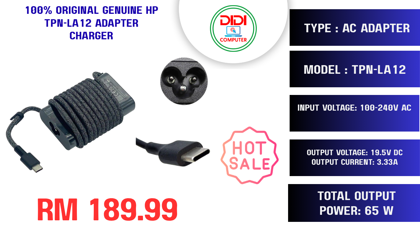 100% original Genuine HP tpn-la12 Adapter Charger